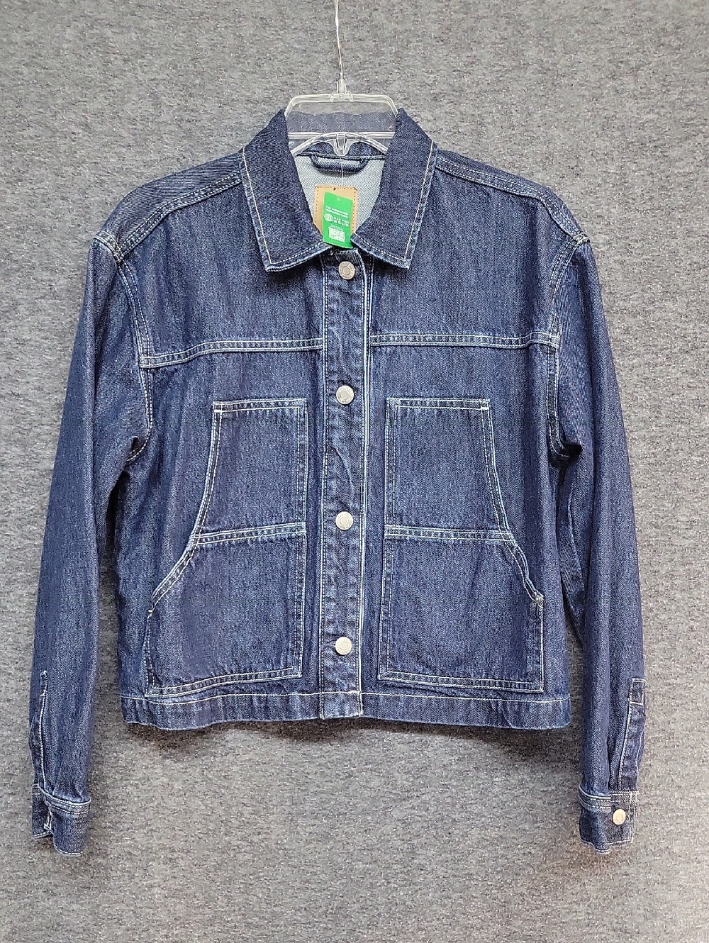 Gap Dark Blue Denim Jacket - Classic Button-Front Women's Coat Size Small